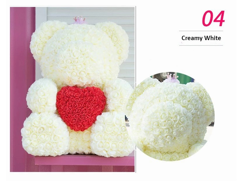 Crazy selling gift foam rose teddy bear Factory Price Artificial Flower Gaint Teddy Bear