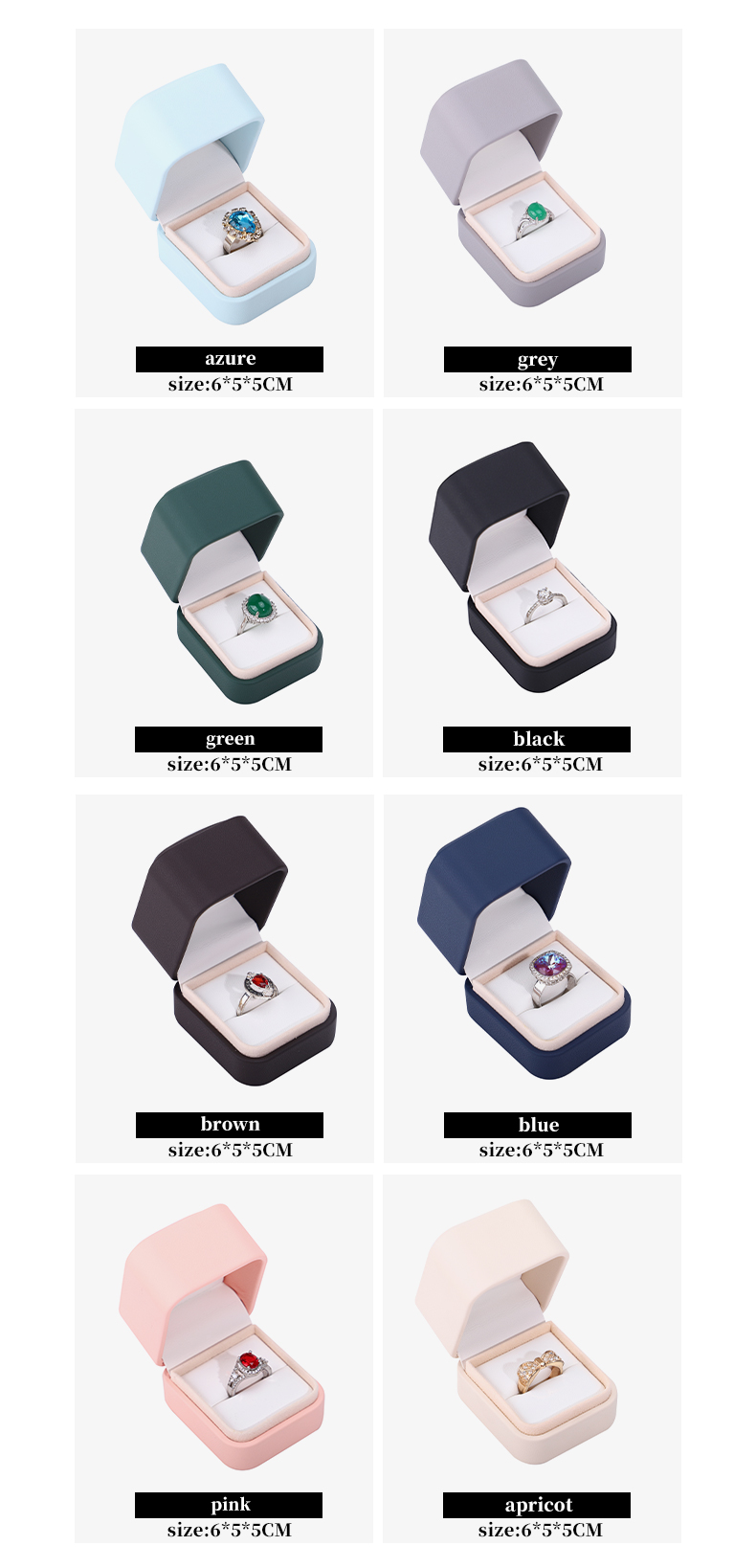 Custom Logo Jewelry Package PU Leather Box for Earrings Bracelets Necklaces and Rings
