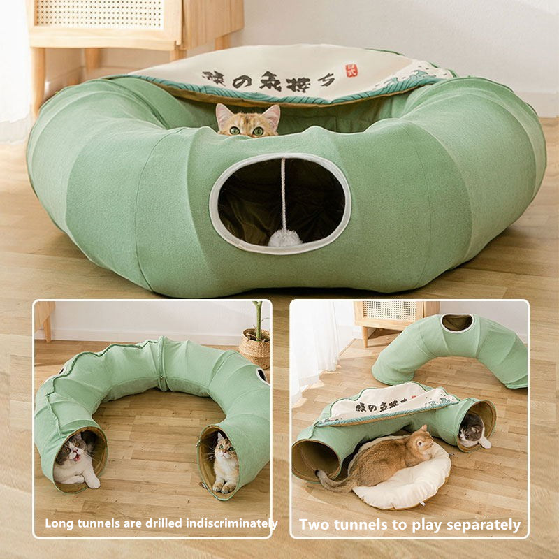 Multifunctional Foldable Cat Tunnel Cat Passage Rolling Floor Chinchilla Nest Cat Spring And Summer Cat Bed