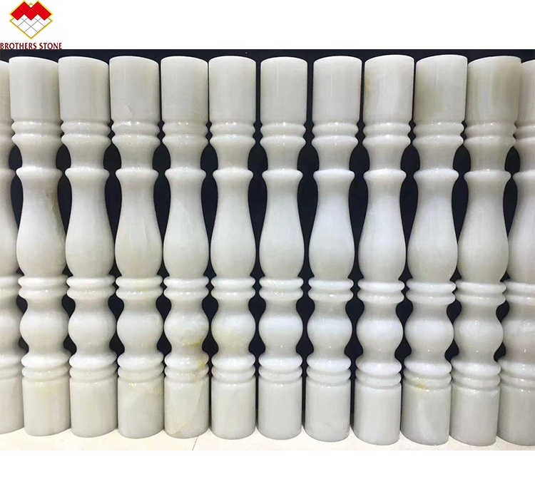 Standard or Customized Size White Onyx Marble Alabaster Stair Baluster for Luxury Homes