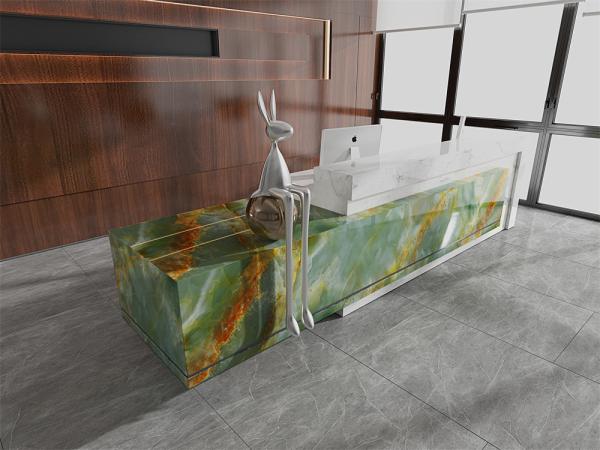 Emerald Green 1420x2700mm Polished Sintered Stone Slabs For Kitchen Table And