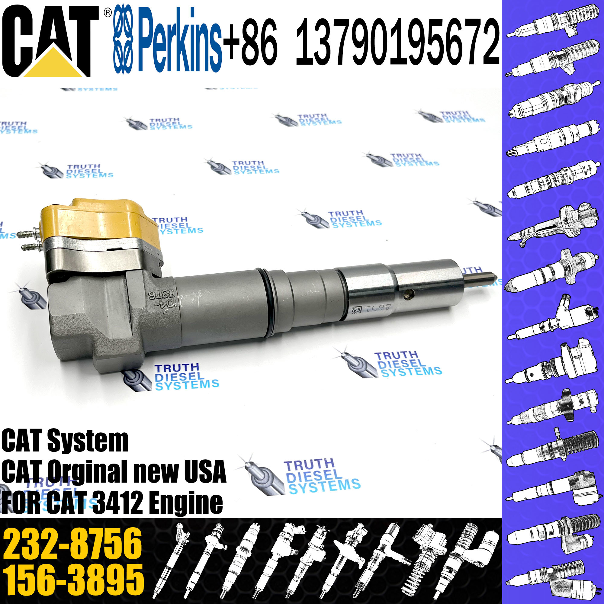 Diesel Engine Fuel Injector Assembly 232-8756 232-1183 232-1168 174-7527 20R-0760 173-9272 232-1173 for 3412 Engine