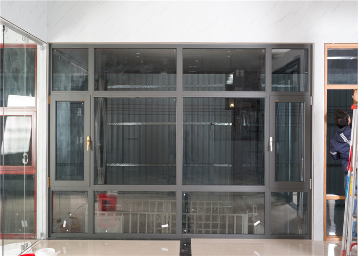 Grey Aluminum Sliding Glass Windows Powder Coated For Hotel Villa office