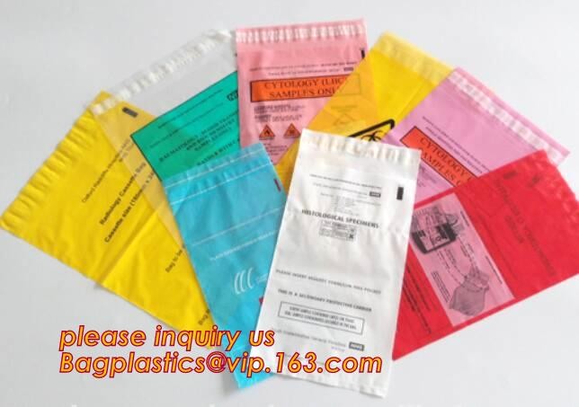 Medical packing k sealing plastic biohazard specimen bag customized pouch, Disposable plastic medical waste specim