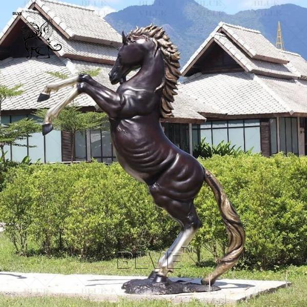 Bronze Jumping Horse Statue Sculpture Life Full Size Metal Animal Outdoor Garden
