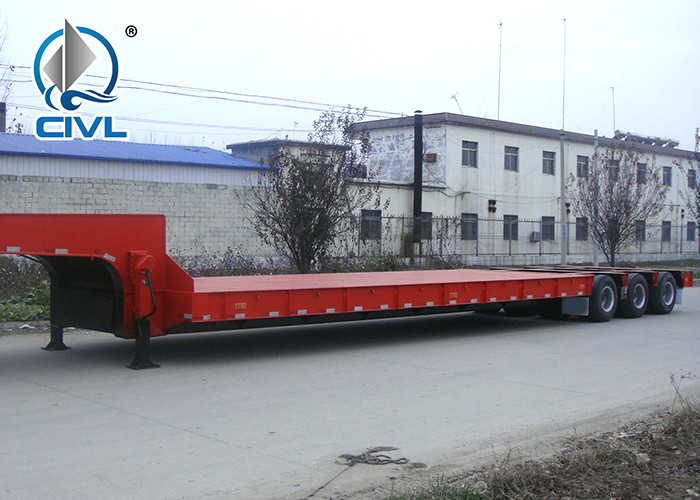 HOWO 3 Axles Semi Trailer Trucks , Flat Low Bed Trailer 30 Ton