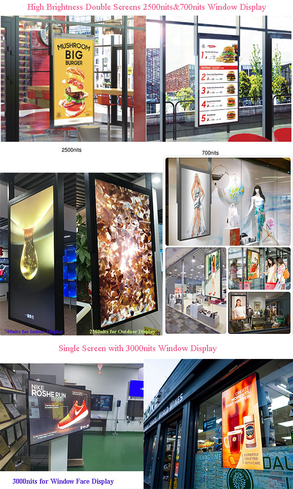 49inch Window Digital Signage Hanging Double Side Advertising Display