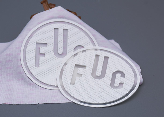 Custom Clothing Silicone Heat Transfer Labels With White Cut Out Logo
