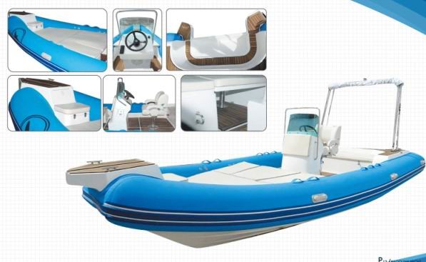 Teak Floor Inflatable Rib Boat 7.3m Elegant Design With Fiberglass Hull