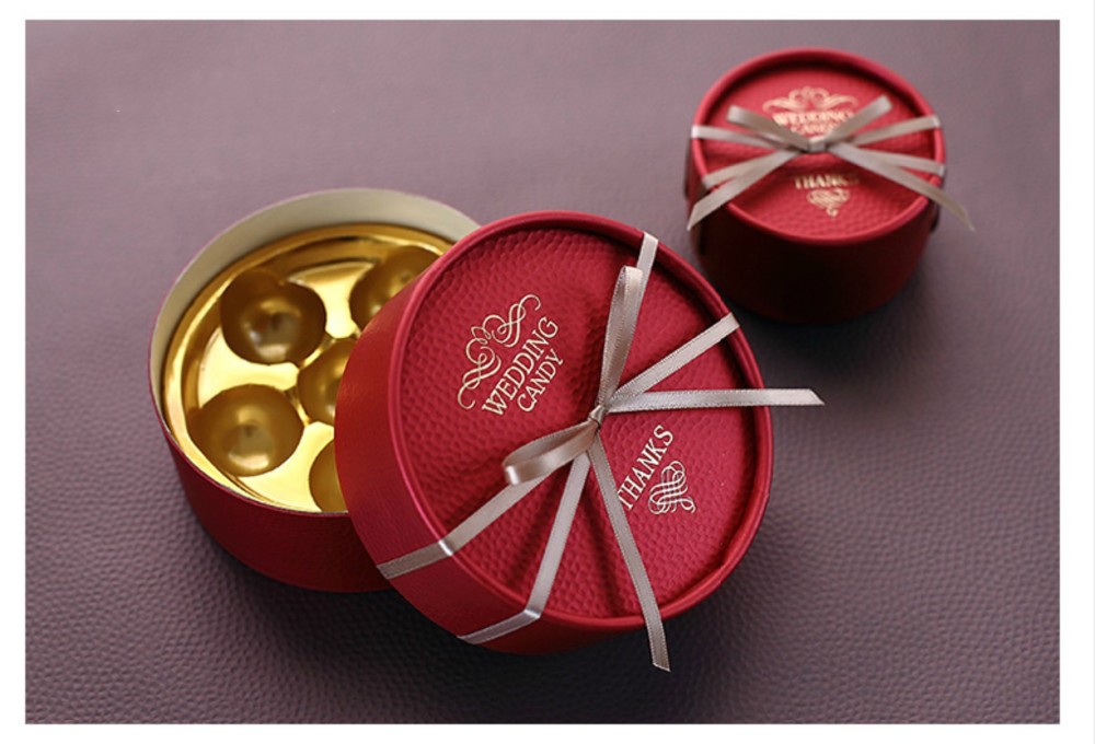 Custom Logo Recyclable Truffle Packaging Round Cardboard Chocolate Box Favors Gift For Wedding Souvenirs