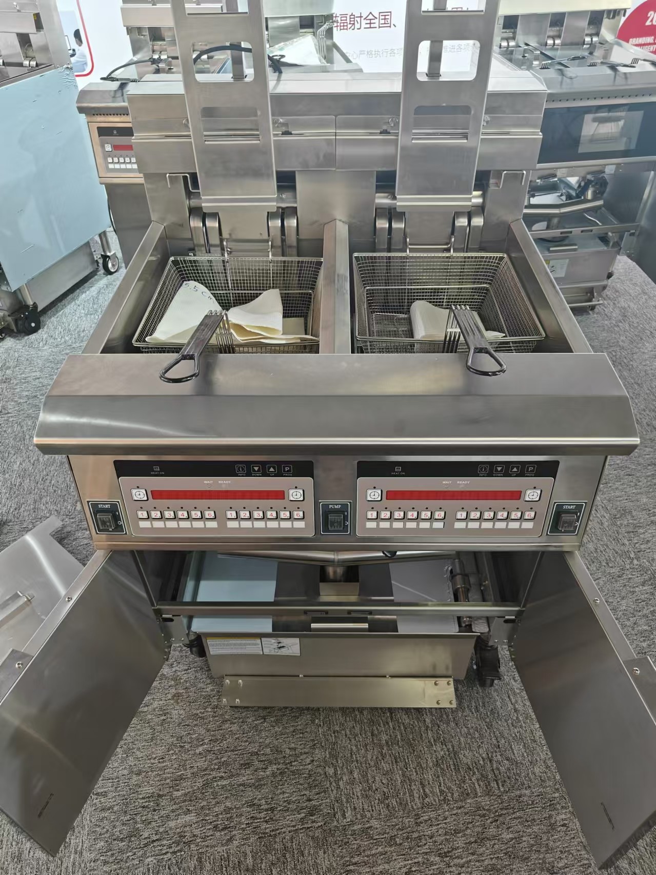 Digital Computer Panel Auto Lift Two Pots Four Baskets Electric Open Chips Fryer