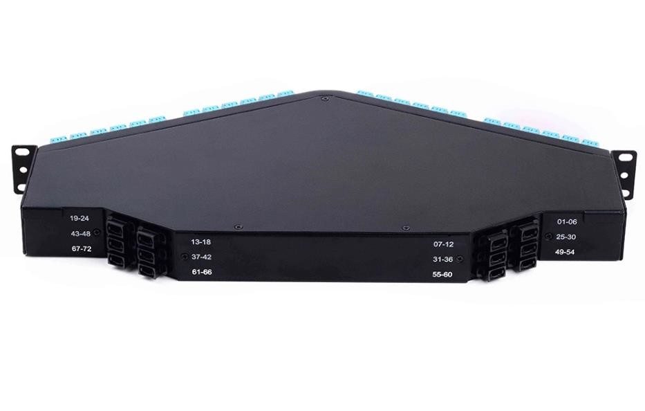 Rack Mount Pre Loaded MPO MTP Patch Cord Angled Fiber Optic Patch Panel 144 Fibers