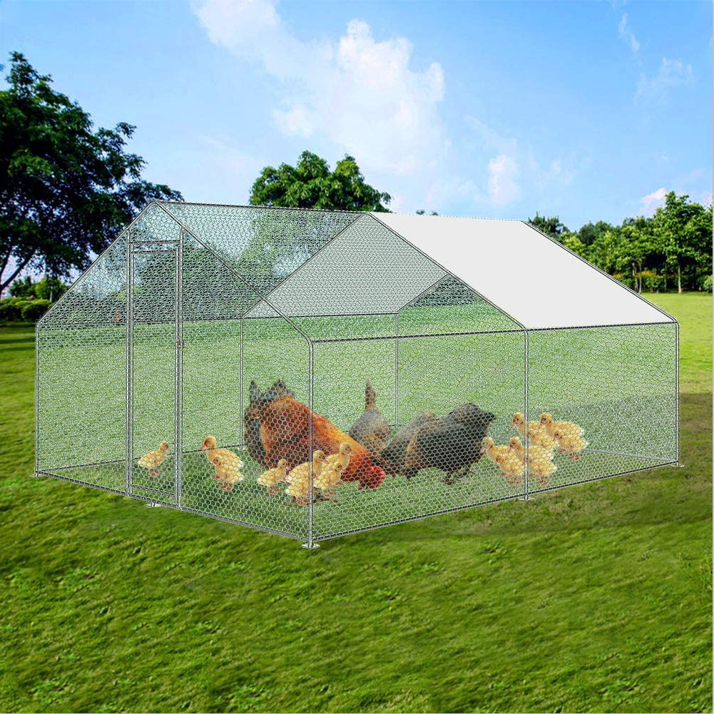 Solid Structure Heavy Duty Galvanized Steel 13x13ft Walk In Chicken Run Coop Chicken Cage with Cover