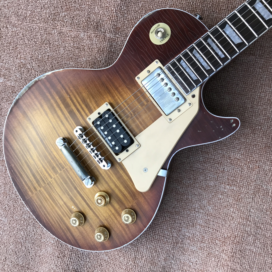 Relic standard LP electric guitar, Tobacco burst, Tune-o-Matic bridge relic electric guitar, free shipping