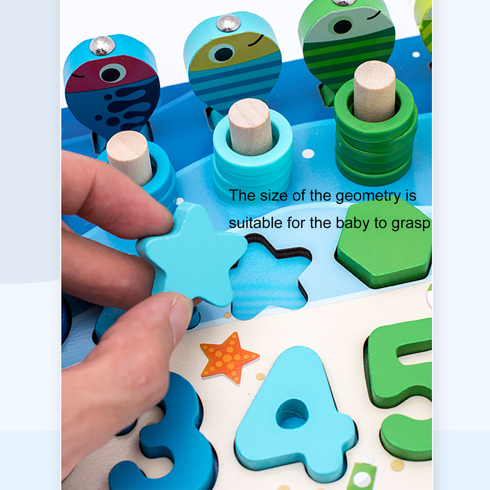 Math Fishing Educational Wooden Montessori Baby Toys 15cm