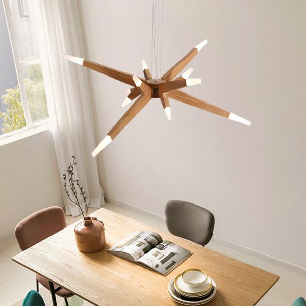 Modern Vintage Nordic Wood Pendant Light LED Ceiling Lamp for Hotel Restaurant