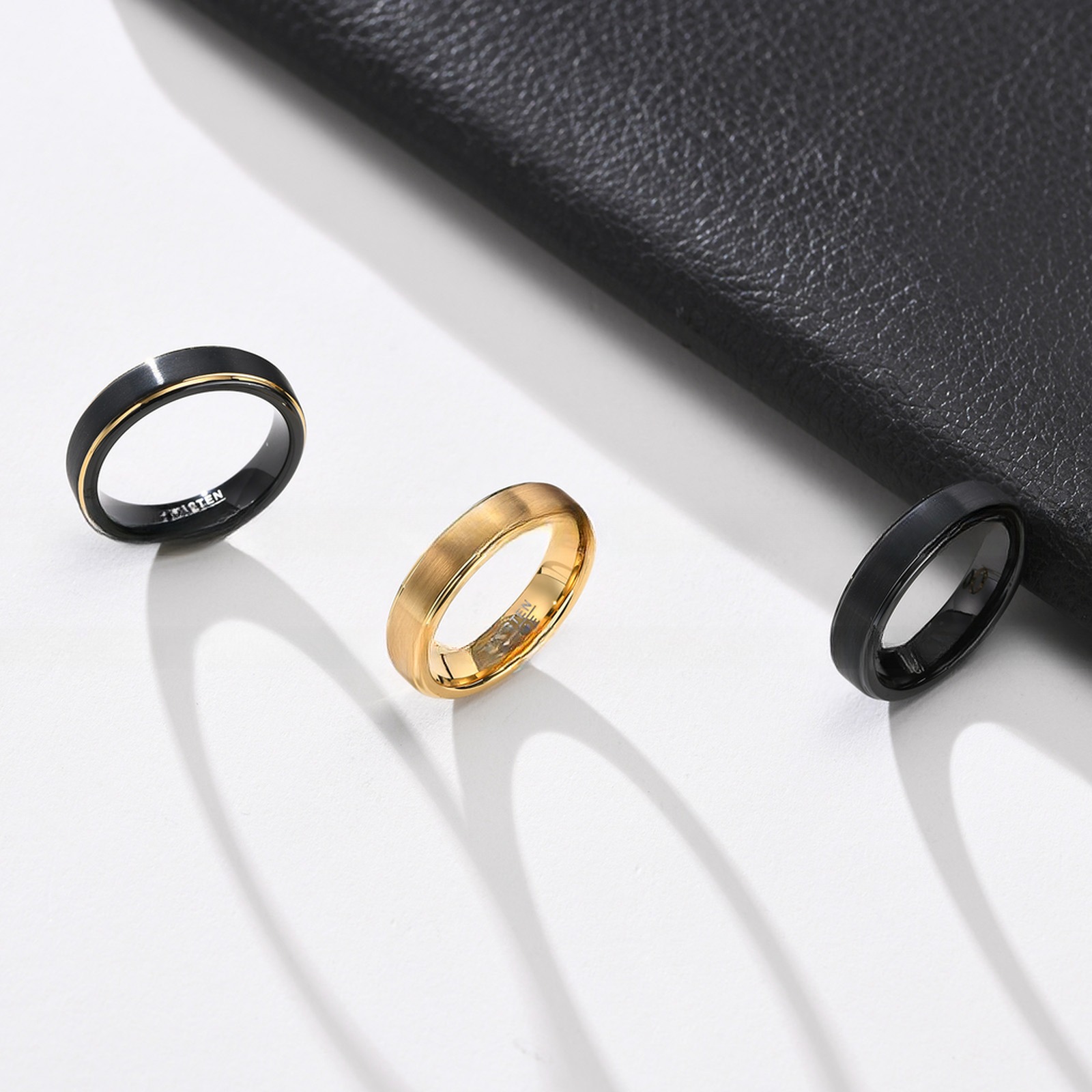 5mm Silver/Gold/Black Basic Tungsten Carbide Ring Brushed Step Edge Men Women Engagement Promise Wedding Band
