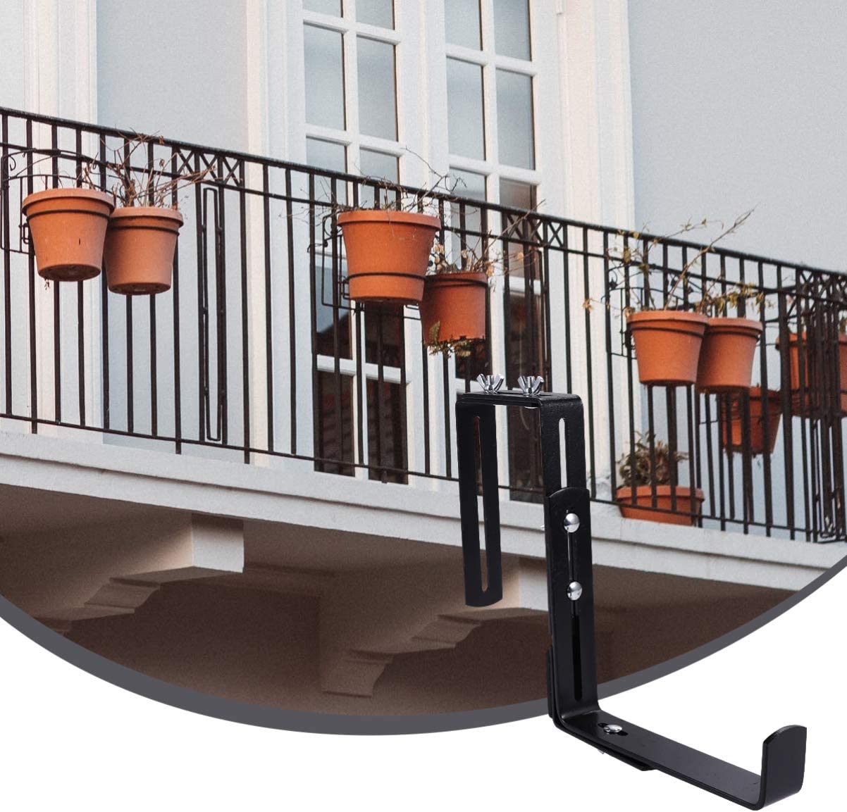 Black Powder Coating Rail Planter Box Bracket Window Flower Box Bracket Rail Flower Pot Holders
