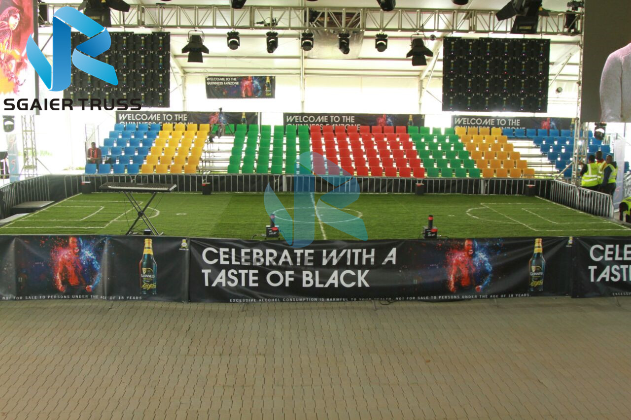 Football Sports Stadium Seats with Backrest railing On Concrete Platform