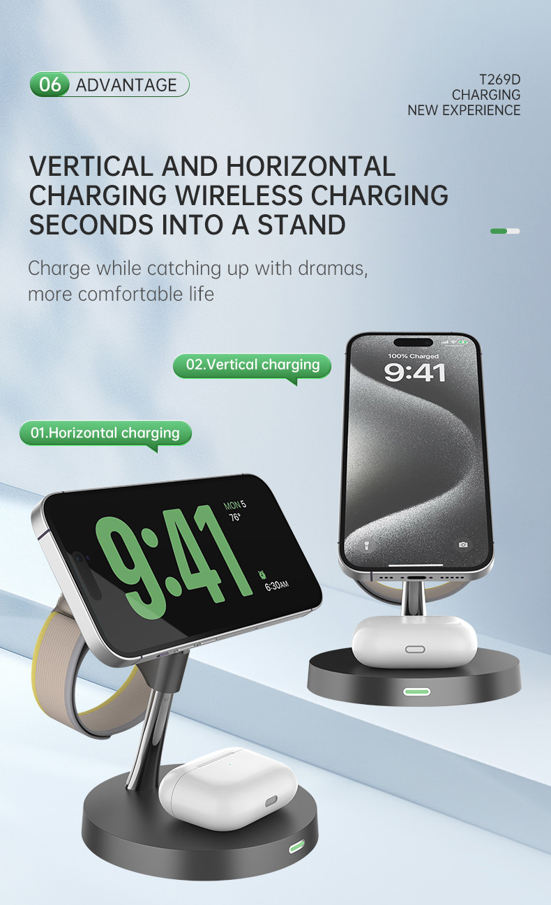 Wireless Charging Station With Night Light Over Current Protection CE/FCC/RoHS Certified