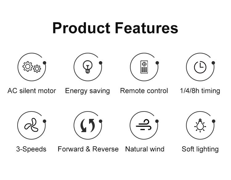 Home 52 Inch Low Voltage Energy Saving Remote Control LED Ceiling Fan with Light Energy