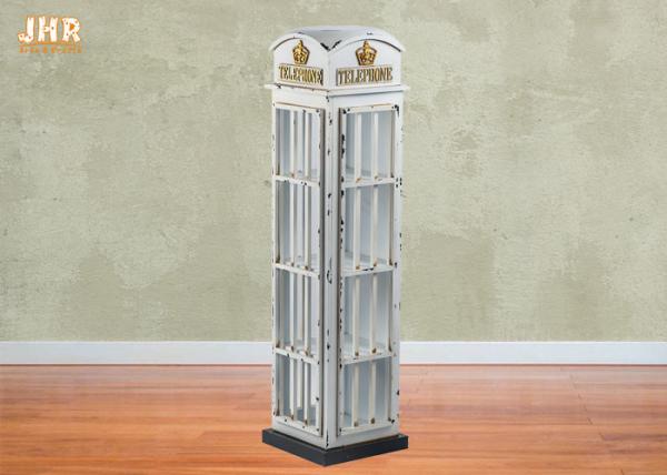 White Color Phone Booth Storage Rack Decorative Wooden Cabinet Multimedia