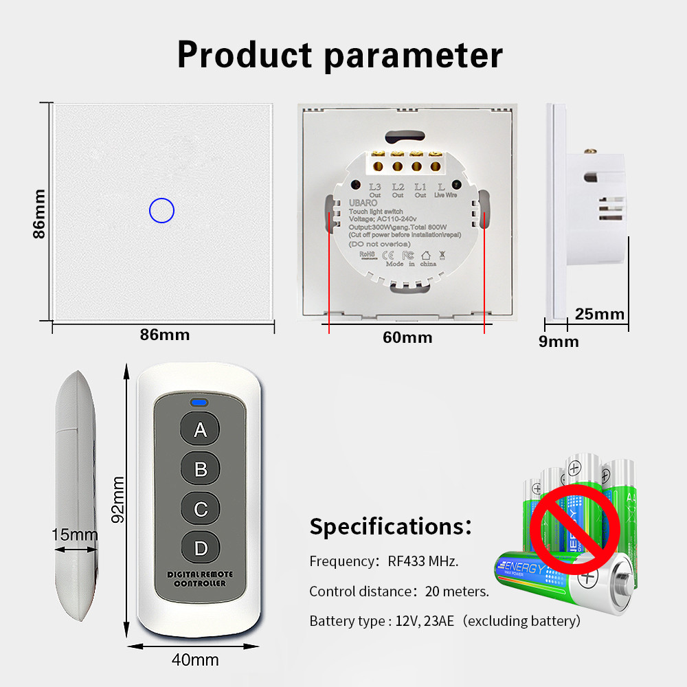 433.92MHZ Wireless Remote Switch Lighting System Smart Wall Light