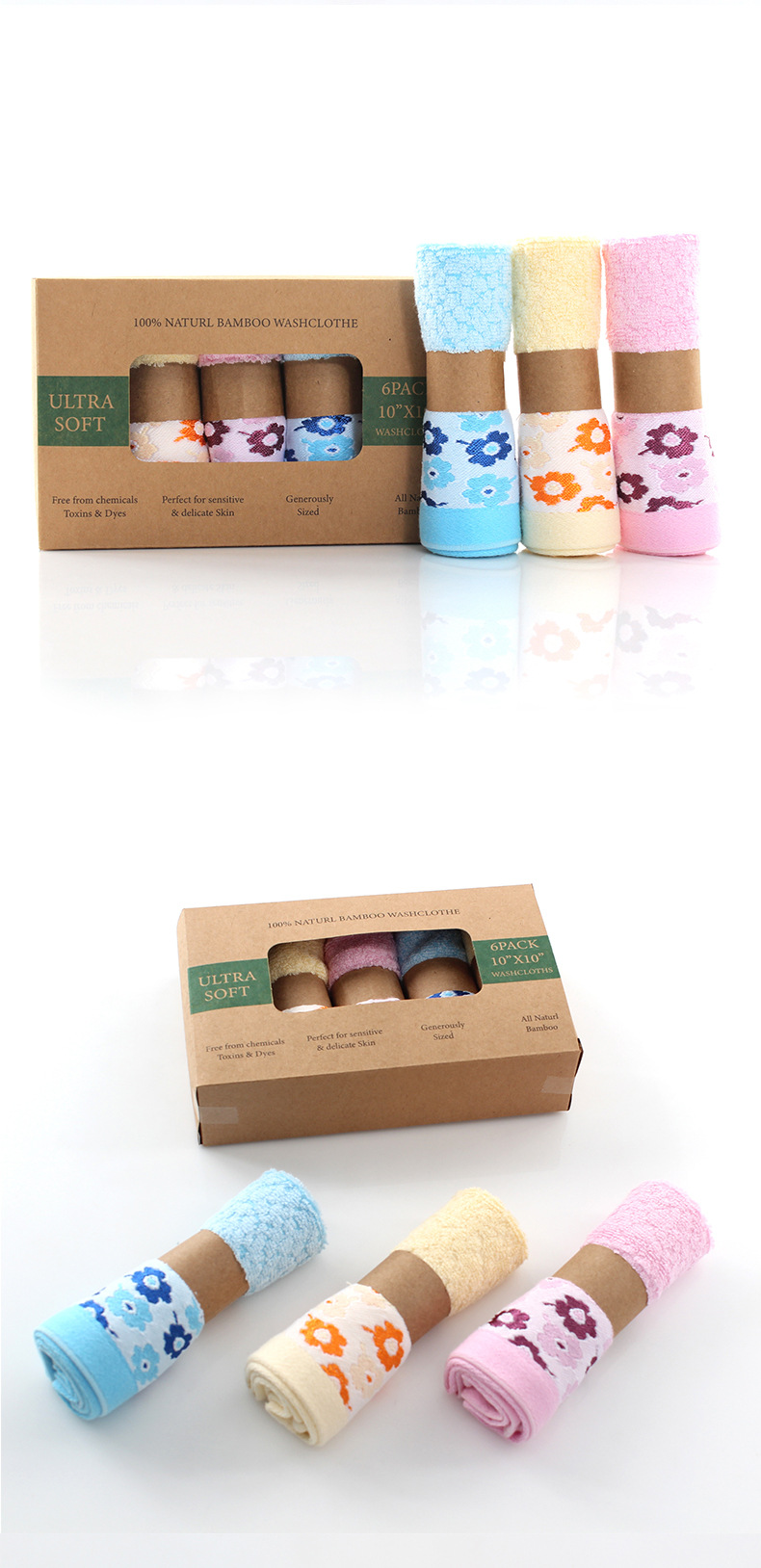 Patterned Bamboo Fiber Square Handkerchief Gift Box Soft and Absorbent Baby Face Wash