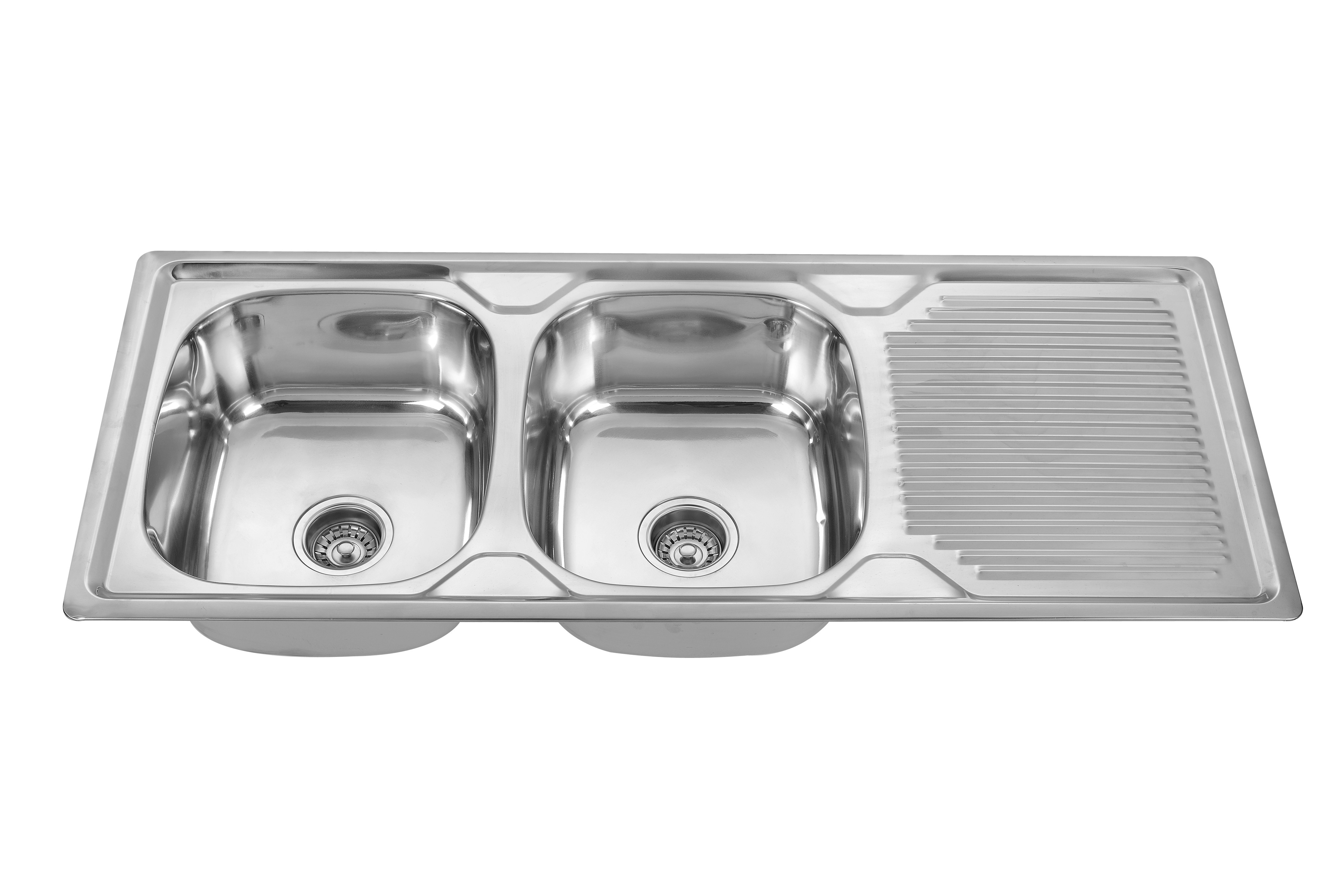 1200x500mm SUS201 Two Bowl Kitchen Sink With 1 Drainboard