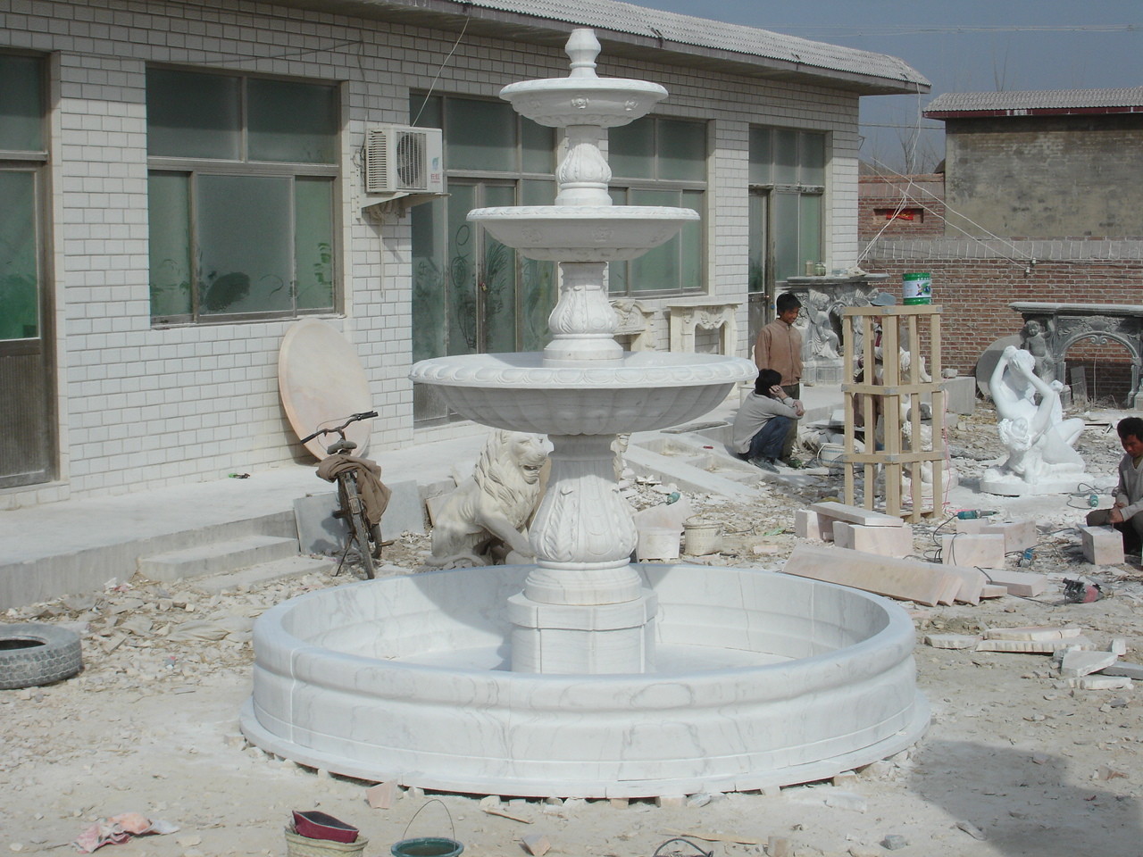 Large Marble Column Stone Pillar Water Fountain Pool Size