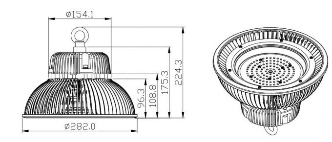 Die Casting IP65 Anti Water LED High Bay Housing 28000 lm Cool White 6