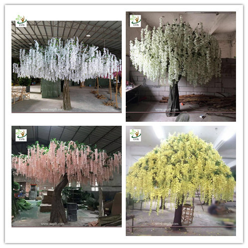 UVG white and pink small fake peach blossom centerpieces table trees for wedding hall decoration CHR169