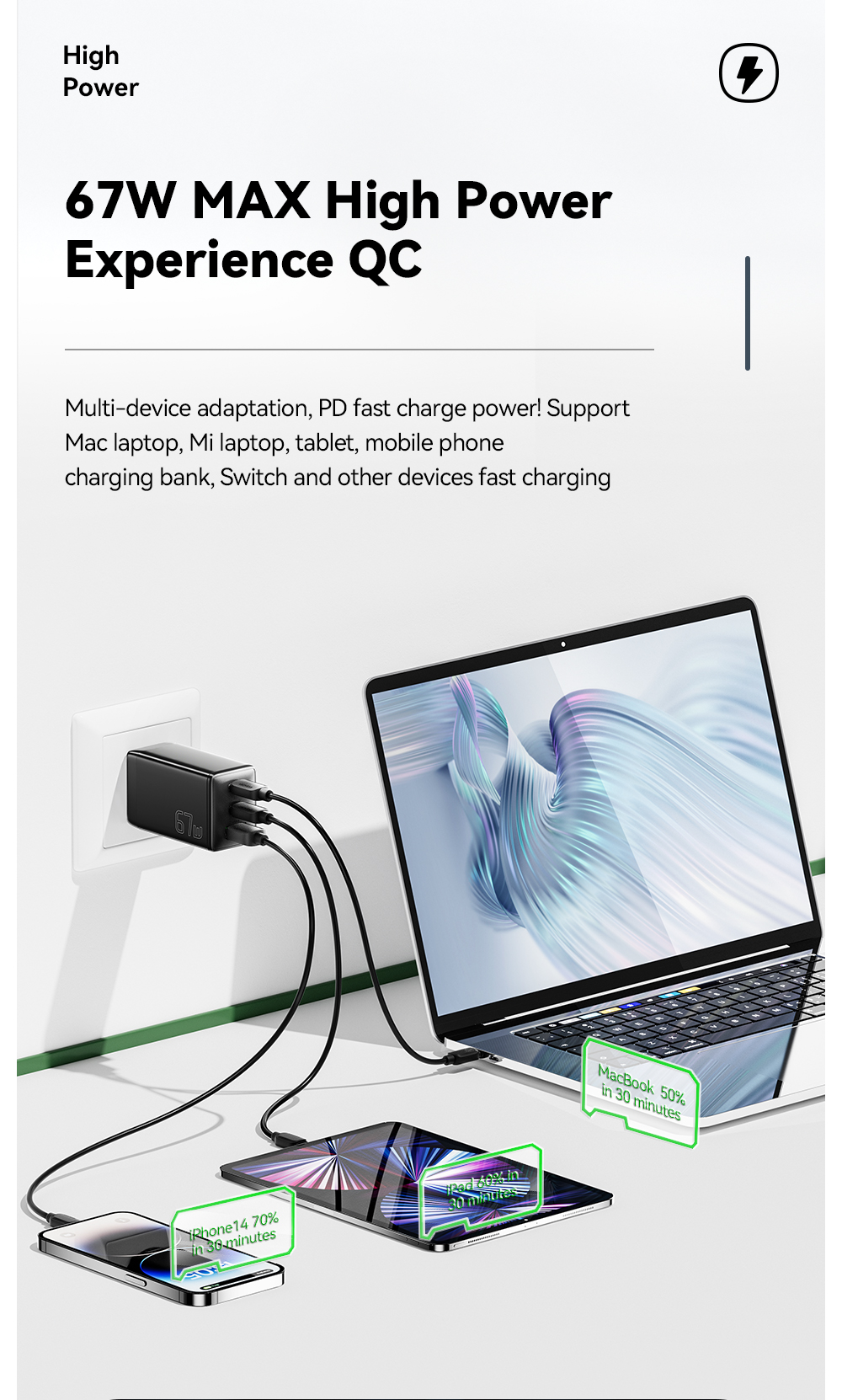 ESSAGER G671A2CU Series USB Fast Charger Type C Quick Charger 67W
