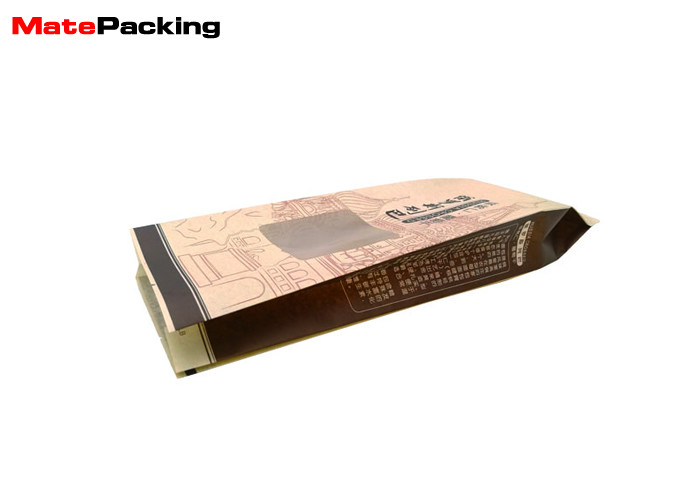 Heat Sealed Kraft Stand Up Pouches With Window Custom Printing For Dry Food