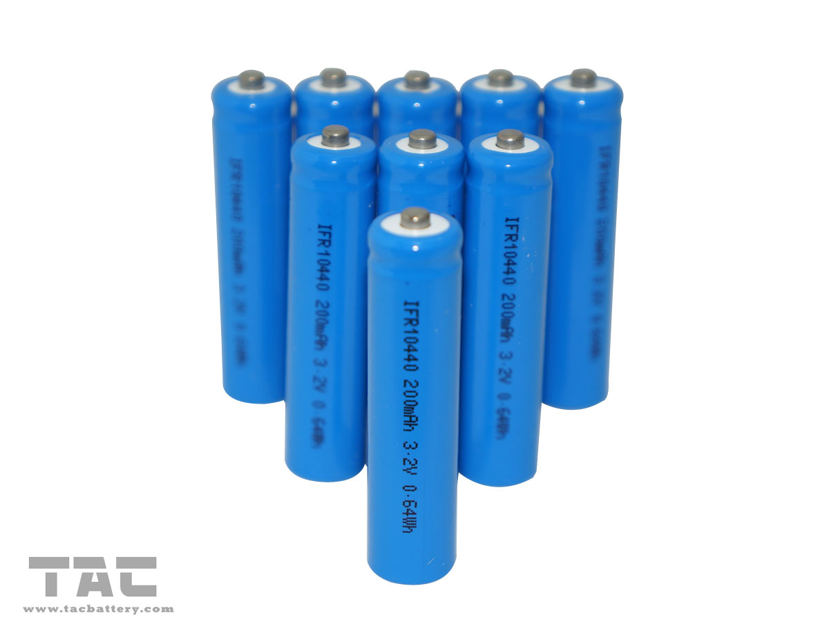 Lithium ion Battery 3.2V LiFePO4 Battery AAA / IFR10440 200mAh For Solar Product