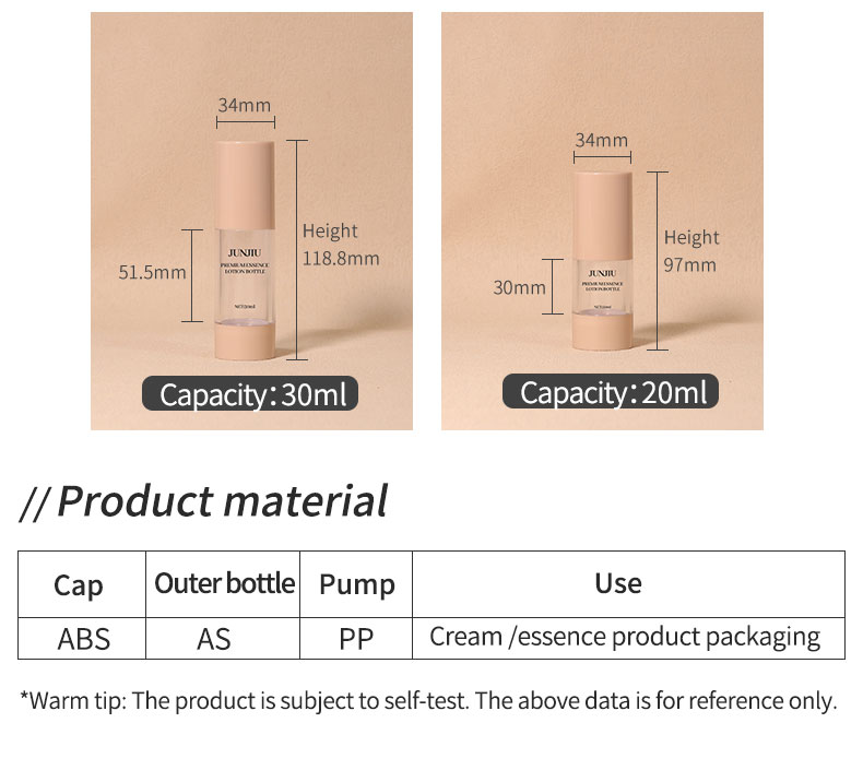 50ml Cosmetic Airless Pump Bottle Round Shape Dual Chamber Airless Bottle For Facial Cream Serum