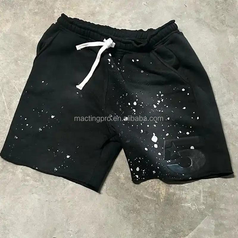 Washed French Terry Raw Hem Cut Edge Hip Hop Vintage Distressed Acid Men's Sweat Shorts