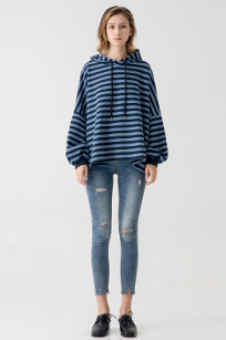 Women Boutique Clothes Custom Stripe Hoodies Sweatshirts