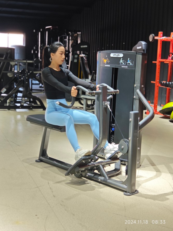 Seated Row Indoor Commercial Pin Loaded Equipment With Self Adjusting Handles