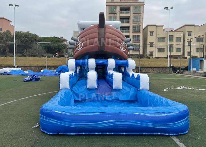 0.55mm PVC Kids Inflatable Pirate Boat Bouncer Water Slide For Party