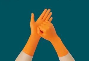 China Household Orange Nitrile Disposable Gloves 7g Gram 30CM Industrial Cleaning on sale