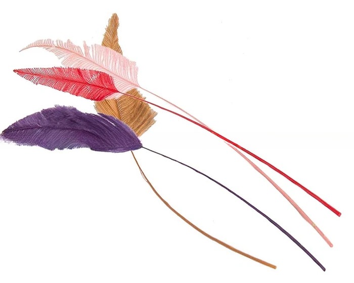 Pattern Dyed Head Arrow Millinery Feather Stripped Ostrich Plume Feathers 25-30cm