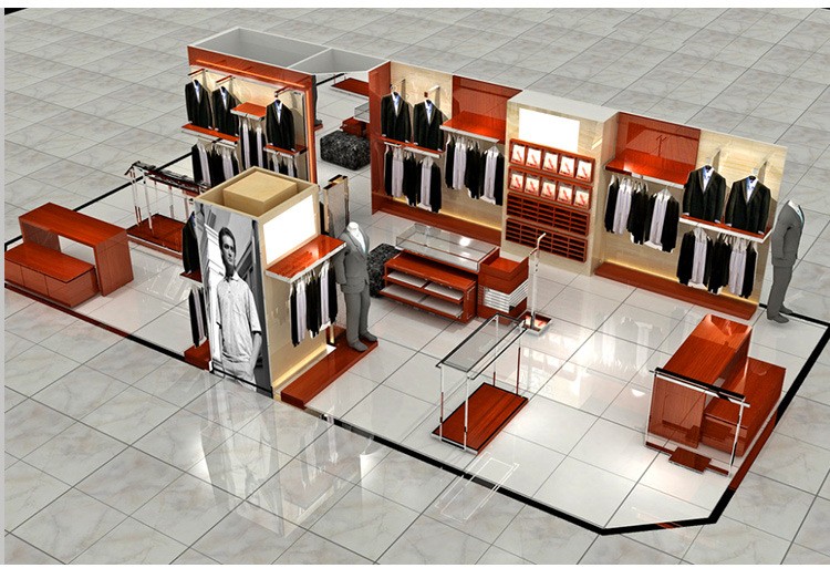 Custom Wooden Cabinet Clothing Display Showcase Interior Design Clothes Shop Fitting