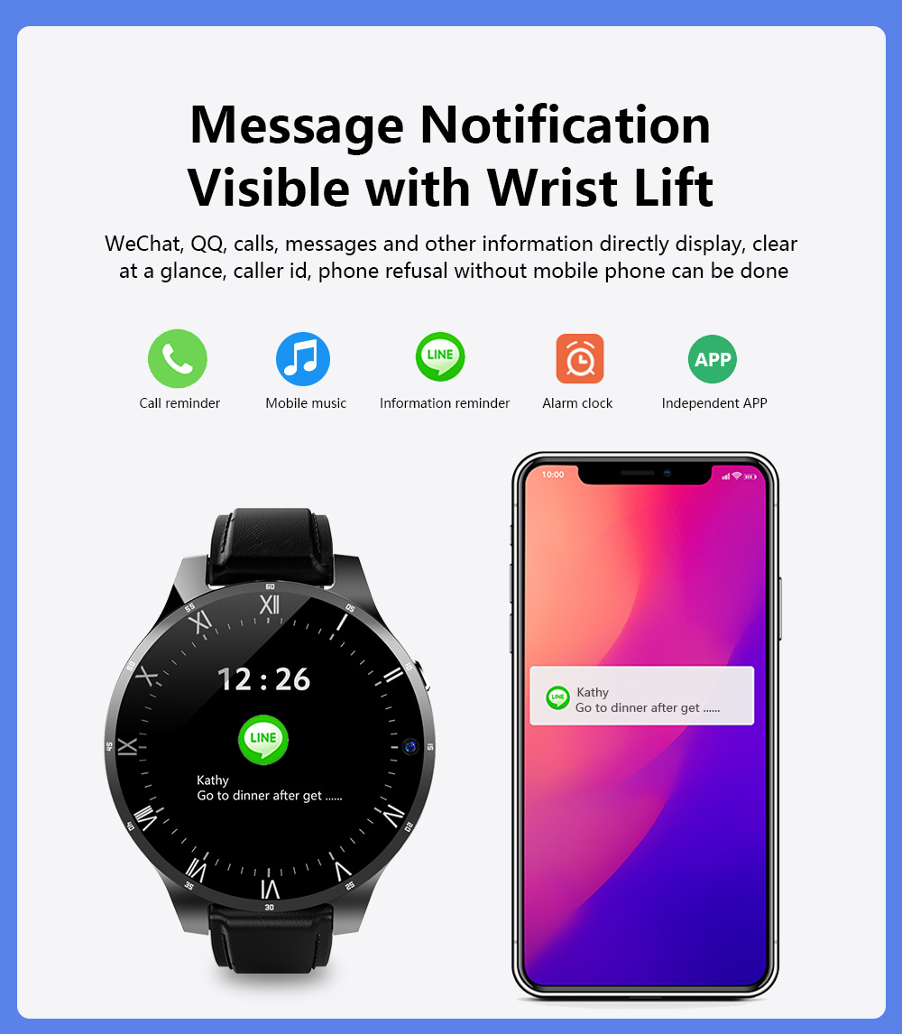 2022 Hot Sale 1.69inch IPS 400*400 Screen Pedometer Heart Rate Measurement M10 4G Smart Watch