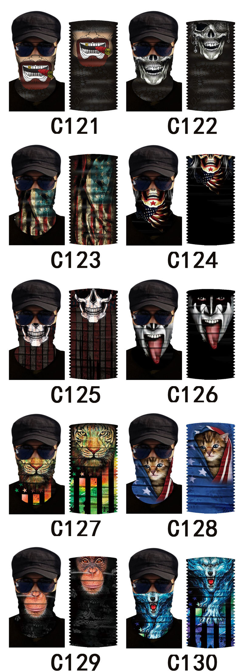 Ear Loops Cotton Camo Lightweight Face Mask Tube Bandana
