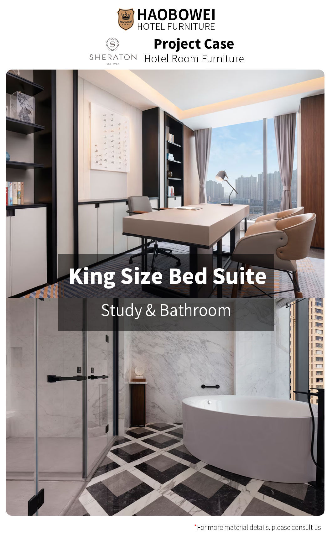 Sheraton by Marriott Business Hotel Modern Standard King Size Bedroom Furniture Set