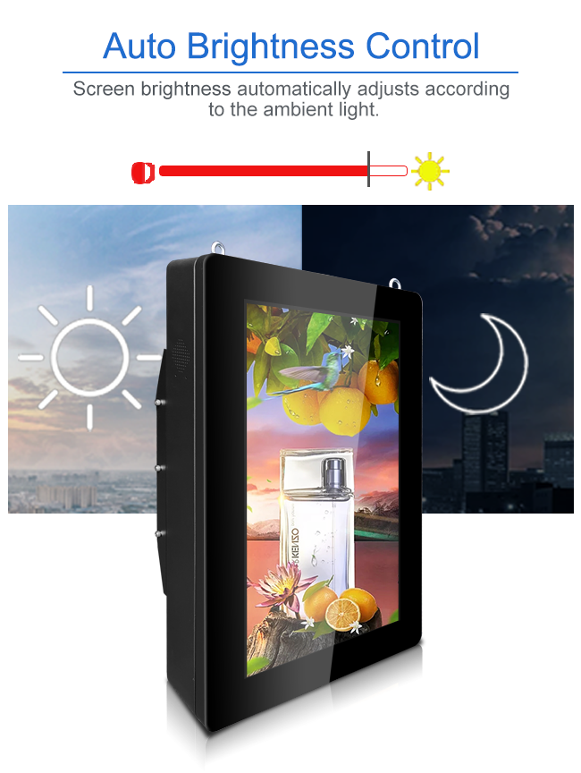 43" Outdoors LCD Display Portrait Screen IP55 High Bright 1080P 4K UHD Wall Mount
