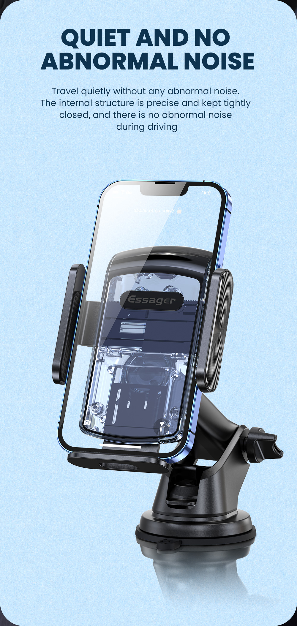 Long Arm Semi Automatic Cell Phone Stand Retractable For Car