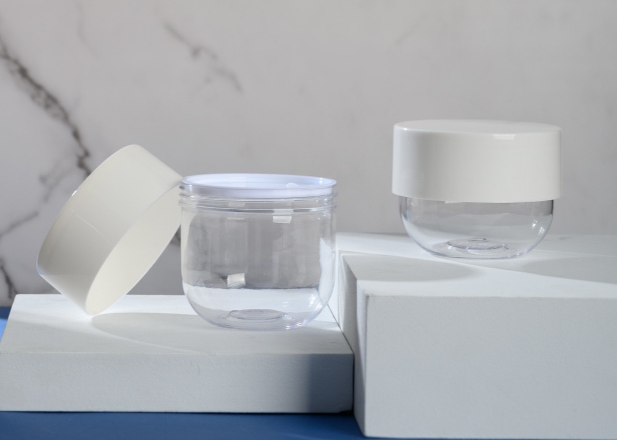 Body Scrub 200ml 250ml PP Plastic Cosmetic Jars With Disc Spoon