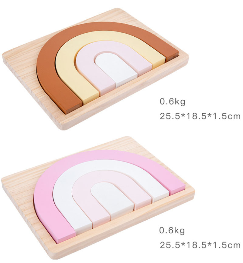 Non Toxic 22cm Rainbow Stacker Wood Montessori Creative Wood Toys